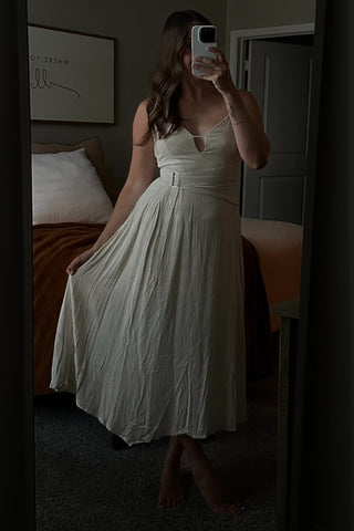 Light Sand Monochromatic Heathered A-Line Dress