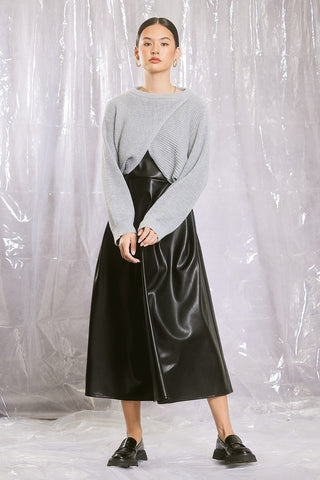 Grey Wrap Front Crop Sweater