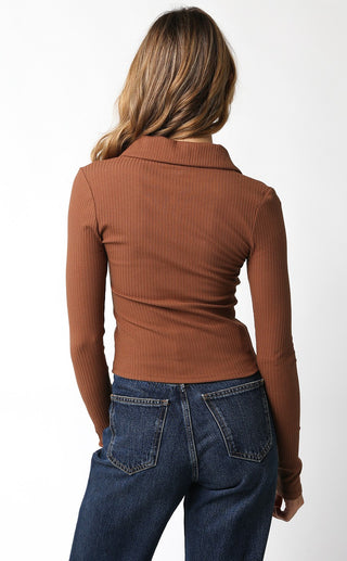 Brown Zip Up Top