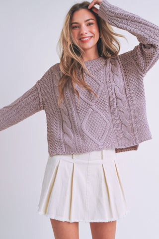 Purple Cable Knit Sweater