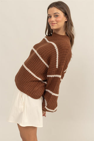 Brown Stripe Oversized Sweater