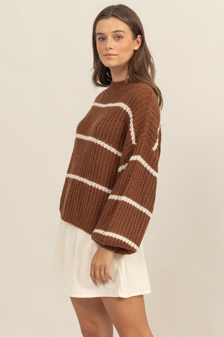 Brown Stripe Oversized Sweater
