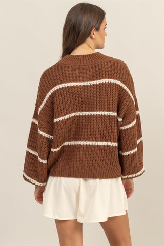 Brown Stripe Oversized Sweater