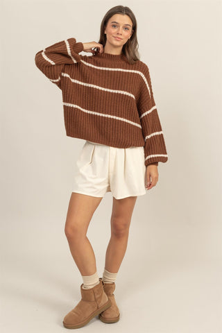 Brown Stripe Oversized Sweater