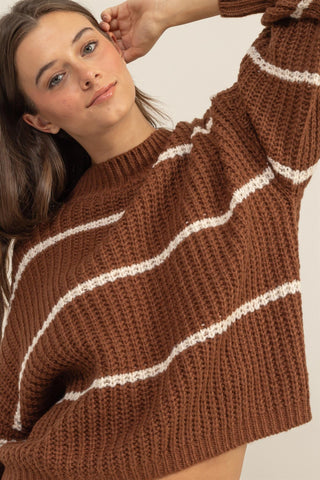Brown Stripe Oversized Sweater