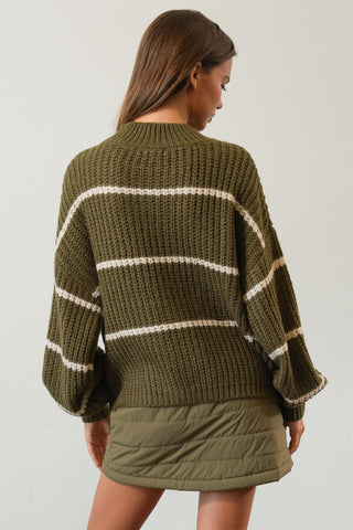 Olive Stripe Oversized Sweater