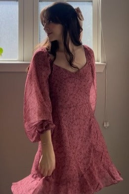 Mauve Floral Print Mini Dress