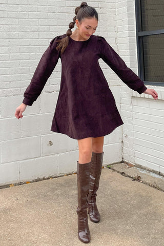 Dark Brown Corduroy Mini Dress